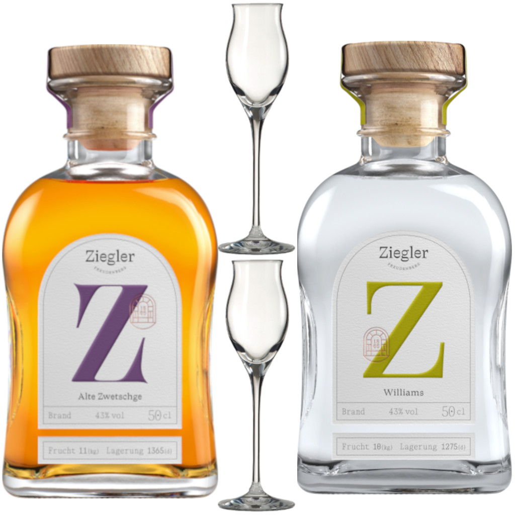 Ziegler Sparset 3 versandkostenfrei Williams Alte Zwetschge 2 Ziegler-Gläser43%vol.