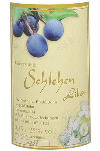 Bolde Bohn Schlehen Likör 20% vol. 0,35l