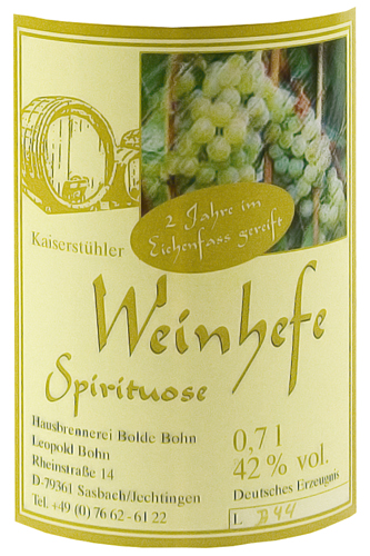 Bolde Bohn Weinhefe fassgelagert (Spirituose) 42% vol. 0,7l